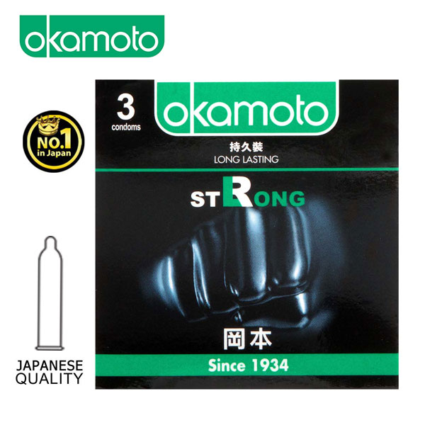 Bao cao su kéo dài thời gian Okamoto Strong Long Lasting hộp 3 cái