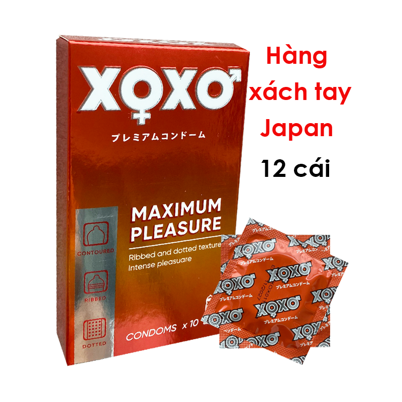 Bao cao su XOXO gân gai chính hãng Nhật Bản hộp 10 chiếc bcs