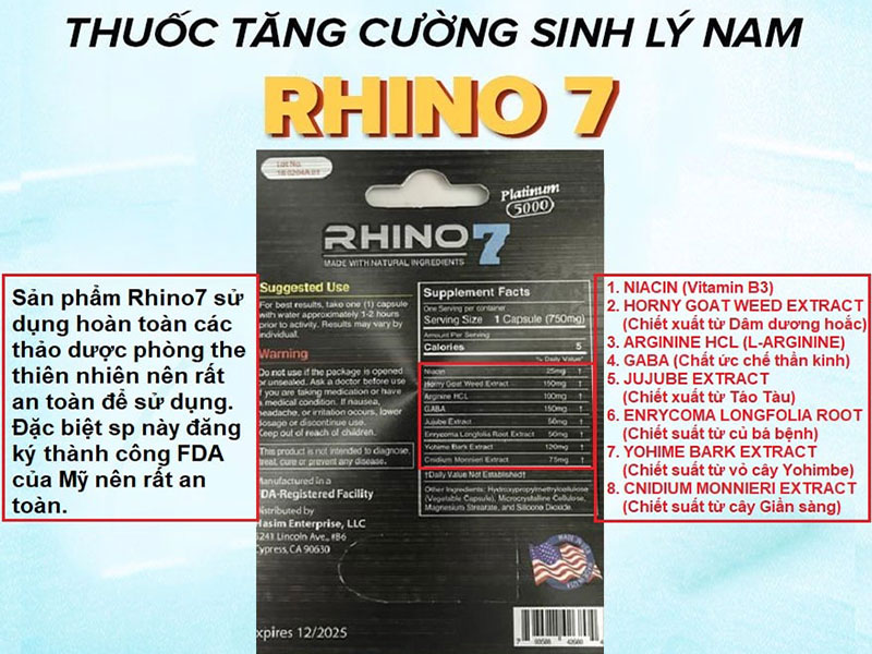  Giá sỉ Thuốc cường dương Mỹ Rhino 7 chính hãng vỉ 1 viên có tốt không?